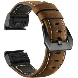 Lederen band horlogeband geschikt for Garmin Fenix ​​5/5X/5S 6/6X/6S 7S 7 7X Smart armband 20 22 26mm Quick Easy Fit polsbandje (Color : Brown, Size : 22mm Fenix 5 6 Pro)