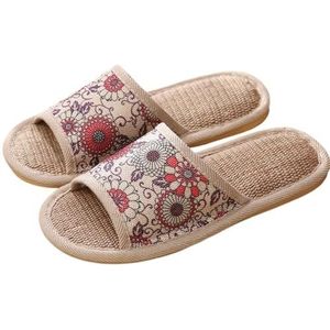 JMORCO Damespantoffels Indoor Koppel Linnen Slippers Houten Vloer Voor Thuis Antislip Slippers Voor Mannen En Vrouwen In Lente En Zomer Slippers, Rood, 44-45(260mm)