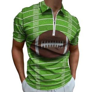 Rugby USA Voetbalveld Half Zip Up Polo Shirts Voor Mannen Slim Fit Korte Mouw T-shirt Sneldrogende Golf Tops Tees XL