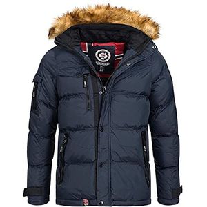 Geographical Norway BONAP MEN - Mannen Warm Gewatteerde Jas - Mannen Winter Warm Gevoerde Jas - Lange Mouwen Windbreaker Jacket - Kwaliteit Licht Gewicht Stof Vulling MARINE BLAUW - XL