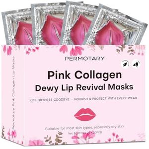 Permotary 30 stuks Pink Gel Collageen Lip Mask Crystal Lip Pads for Moisturizing, Anti-Wrinkle, Anti-Aging, Firms & Hydrateert Lips, Pink