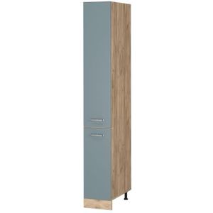 Vicco Apothekerskast, keukenkast, R-Line solide, eiken, blauw/grijs, 30 cm, modern
