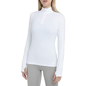 TCA Dames Fusion Sneldrogende Lange Mouw Half-Zip Hardloop Top - Wit, M