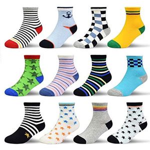 HYCLES Babysokken van ABS-kunststof, kinderen 0 - 7 jaar, 12 paar, antislipsokken voor kinderen, jongens, meisjes, 23 - 26, 27 - 30, peutersokken, baby, 0 - 6 - 12 - 18 maanden, 05 effen strepen, 06