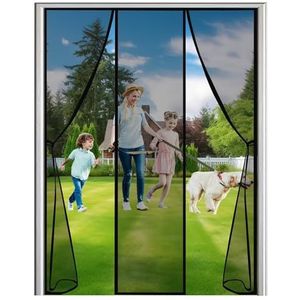 Magnetic Fly Screen Door, Heavy Duty Bug Mesh Curtain with Powerful Magnets and Full Frame Magic Tape, Insect Protection Door No Gap, Keep Bugs Out Lets Fresh Air in, 230x230cm (Black)