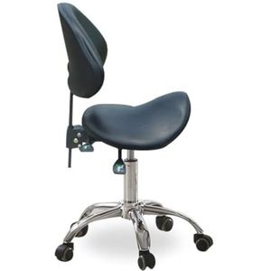 JAVPTAV Zadel Rolling Ergonomische Draaibare Kruk Stoel, Professionele Bureaustoel Zadelkruk met Heavy Duty Metalen Basis, Studio Hydraulische Rollende Kruk (Zwart)