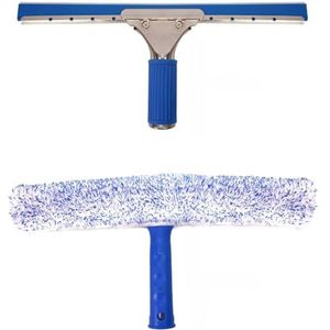 TRIXES Professionele raamreinigingskit, 35 cm rakel en microvezel-ruitenreiniger, autoreinigingsset, 2-in-1 combo niet-streeppende glasschrobber en rubberen wisser, thuisbadkamer en keukenaccessoires
