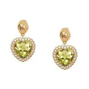 Dezelfde liefde diamanten oorbellen vrouwelijke Koreaanse versie van het niche-ontwerp senior gevoel ins windlicht luxe oorbellen oorbellen (Color : Green)