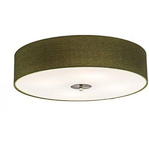 QAZQA - Modern Landelijke plafondlamp groen 50 cm - Drum Jute | Woonkamer | Slaapkamer | Keuken - Stof Cilinder |Rond - E27 Geschikt voor LED - Max. 4 x 40 Watt