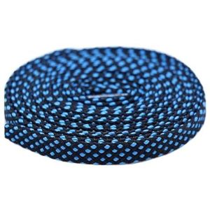 MORENTSU 2 paar schoenveter mode polyester sneaker schoen kant kleuren geruite dubbellaags holle platte schoenveters 100/120/140 cm PD1, Zwart/Blauw, 140