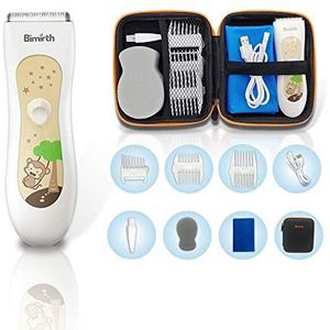 Bimirth Stille tondeuse voor kinderen, stille tondeuse voor kinderen, draadloze haarsnijmachine, USB-oplaadbaar, waterdicht, 3 geleidingskammen (met opbergtas)