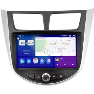 Android 14 autonavigatie in-dash autoradio-ontvanger voor Hyundai Solaris Verna 2010-2016 dubbel Din 9 inch touchscreen autoradio met satellietnavigatie Bluetooth handsfree RDS SWC(P18 8Core 6+128G)