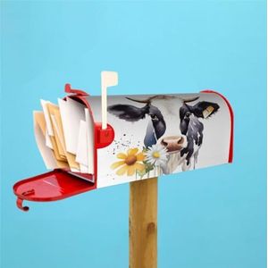 Koe en madeliefje bloem print brievenbus covers magnetische standaard maat waterdichte brievenbus wraps post brievenbus cover voor huis tuin tuin 45 cm x 53 cm 53 x 45 cm