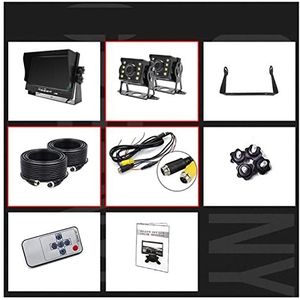 GPS-autonavigatiesysteem, 7 inch Ips Scherm HD AHD Sunshade Car Turveillance Monitor met 2 kanalen Video-ingang Parkeren Camera Assistance System Voor auto, vrachtwagen, camper(2 Cameras-10m-10m)