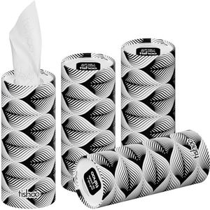 tishoo Ultra Zijdeachtige Luxe Tissues | Superzachte 4-laags met Moisturizer | voor Auto Bekerhouders, Thuis & Reizen | 4 Kokers in Plasticvrije Verpakking | Mono/Waves