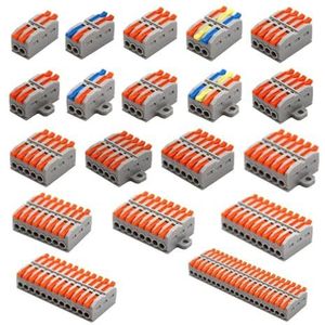 Elektrische Connectoren Mini Wire 2-20 Pin Bedradingskabel voor Universele Snelle Compacte Ladder Push-In Klem Bar voor 28-12AWG (Kleur: 227B-5P, Maat: 20 stuks)