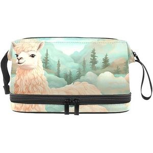 Dubbellaags cosmetische tas volgzame alpaca's draagbare make-up tas reizen organisator zakje voor vrouwen meisjes toiletartikelen tassen, Multi 8, 27x15x14 cm/10.6x5.9x5.5 in, Make-up zakje