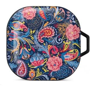 Paisley patroon oordopjes hoesje compatibel met Samsung hard shell beschermhoes zwart stijl