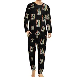 Retro 1970's Beer Pong Comfortabele Heren Pyjama Set Ronde Hals Lange Mouw Loungewear met Zakken L