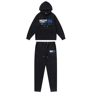 KERLI Trapstar geborduurd trainingspak katoen voor mannen en vrouwen Trapstar hoodie en broek fleece 2-delige set sportkleding trainingspak, herfst winter jack met capuchon unisex joggingpak (Color :