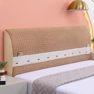 KCCRHIN Meisjeskamer Fluwelen Bed Hoofdeinde Slipcover Dikke Bekleding Hoofdeindehoezen Elegante Bedkophoes Hoofdeindebeschermer Met Strikpatroon Voor Dubbele Volledige Queensize Bed,Khaki,200cm