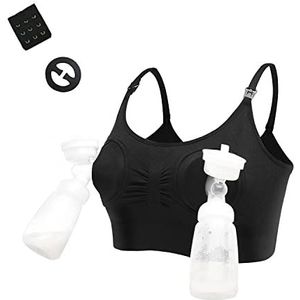 LEAPOVER Vrouwen Handsfree Borstkolf Borstvoeding Pompen Pompen BH Moederschap Verstelbare Nursing BH, Zwart, M