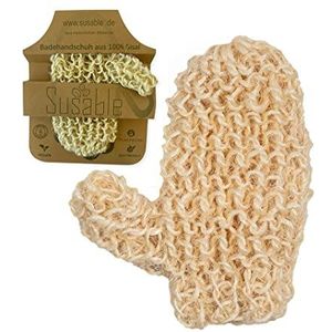 Susable Badhandschoen, massagehandschoen, peeling handschoen, 100% sisal, zachte peeling met massage-effect