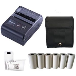 Handbediende Printer, Draadloze Draagbare Bluetooth-ontvangstprinter 58mm 2 ""Bluetooth Thermal Printers Label Maker for winkels Mini Bill Printer Supplies Altijd Afdrukken(Add Case and Paper 6)