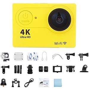 Kleine actiecamera waterdicht Waterdichte Actie Camera 4K Ultra HD 4K Actie Camera 1080P/30fps WiFi 2.0-inch Scherm 170D (Size : No Card, Color : Giallo)