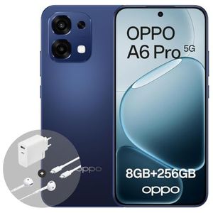 OPPO A6 Pro 5G 8+256GB, AI Android Ontgrendelde Smartphone, 6,57"" 120Hz AMOLED-scherm, 50+16MP AI-camera, 6500mAh, IP69 Waterbestendigheid, Stellar Black (Inclusief 80W SUPERVOOC-lader en oordopjes)