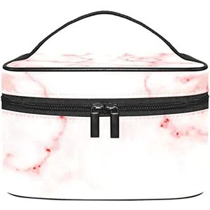 Make-up Organizer Bag, Travel Makeup Bag Organizer Case Draagbare Cosmetische Tas voor Vrouwen en Meisjes Toiletries Roze Marmer, Meerkleurig, 22.5x15x13.8cm/8.9x5.9x5.4in