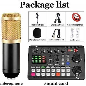 Geluidskaartset, Streaming microfoonkit met audiomixer (optioneel) en condensatormicrofoon, microfoonset for podcast, live-uitzending, podcast(Sound Card and Mic)