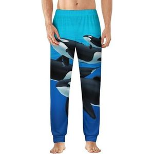 Sea Panda Killer Whale pyjamabroek voor heren, zachte loungebroek, lichte slaapbroek