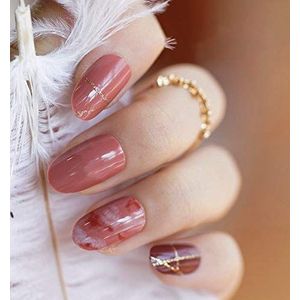 False Nails Short Fake Nails Press on Nails Artificial Full Cover Stick On Nails 24 Pcs Set for Women or Girls