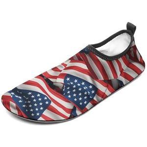 Waterschoenen voor dames en heren, sneldrogende aquasokken, blote voetschoenen, Amerikaanse vlag, sport, strand, zwemschoenen, Stijl, 4.5 UK Men/ 3 UK Women