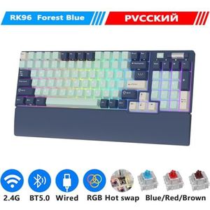 RK RK96 Draadloos Bluetooth Mechanisch Toetsenbord 96 RGB Tri-Mode BT5.0 2.4G USB Hot-swappable Toetsenbord Verschillende Apparaten (Russisch Bosblauw)