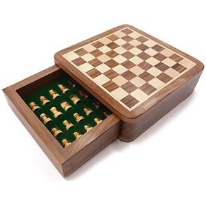 Internationaal Schaken Draagbare kleine schaakbord, 5.1x5.1 inch houten schaakschaak met opbergdoos for kinderen en volwassenen Schaakset