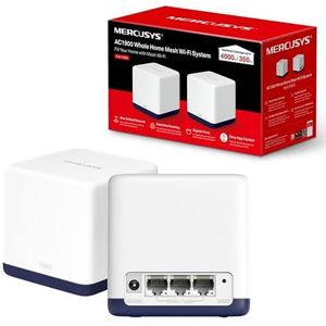 Mercusys AC1900 Whole Home Mesh Wi-Fi-systeem, dekking tot 350 m², meer dan 100 apparaten aansluiten, volledige Gigabit-poorten, dual-band wifi, eenvoudige app-bediening, Halo H50G (2-pack)
