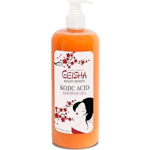 Geisha, Kojic Acid Skin Brightening Body Wash - 33 Fl oz / 1000 ml - egaliseert de huidskleur, vermindert donkere vlekken, huidglans, gezicht en lichaam douchegel, met kokosolie en karitéboter