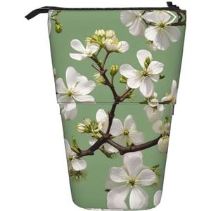Nbtghga Kornoelje Bloesems Print Potlood Telescopische Klassieke Kunsten Stand Up Potlood Case Organizer Potlood Houder Make-up Tas Gift, Zwart, Eén maat