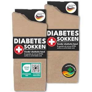 6 Paar Sokken Diabetici met Comfortband zonder Elastiek & zonder Naad Heren & Dames 97% Katoen (39-42 Beige)