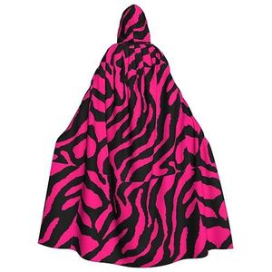 NEZIH Zebra Tijger Luipaard Roze Volledige Lengte Carnaval Cape Met Capuchon, Unisex Cosplay Kostuums Mantel Voor Volwassenen 190cm