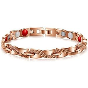 Armbanden voor vrouwen 4 kleuren Gewichtsverlies Energie Magneten Sieraden Afslanken Bangle Armbanden Twisted Magnetische Therapie Armband (Color : 5 Rose Gold)