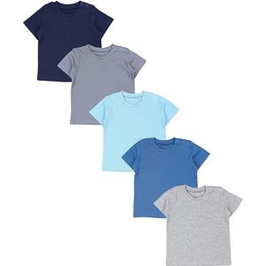 TupTam Baby Uniseks T-shirt Set van 5, Blauwgrijs Mix Jongen, 56