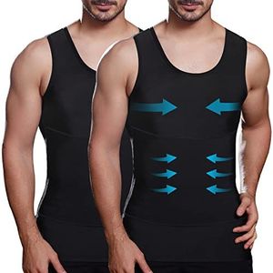 Lgtfy Bodyshaper-vest voor Heren, Mouwloos Compressieshirt, Buikvrij Onderhemd, Omkleden in Enkele Seconden, 2 Stuks, M