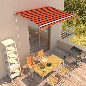 Rantry Mobiel zonnezeil, intrekbaar, automatisch, 350 x 250 cm, oranje en bruin, buitengordijn voor privacy, balkon, terras