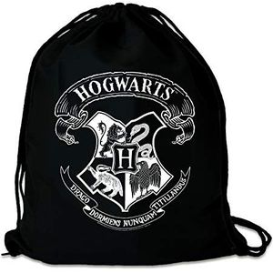 LOGOSHIRT - Harry Potter - Zweinstein Logo (Wit) - Gymtas - Sporttas - zwart - Gelicentieerd origineel ontwerp