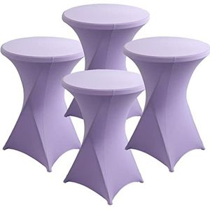 Fitted Spandex Patio Table Covers, Spandex Cocktailtafelhoezen Pak van 4 Veelkleurige Verschillende Maten(Purple Violet,80x110cm)