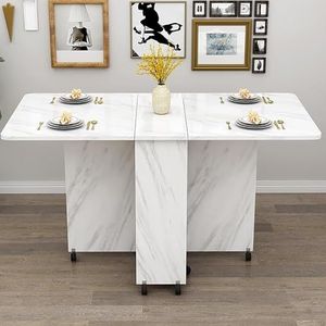 Intrekbare Herfstblad Opvouwbare Eettafel Met Opbergruimte Opvouwbare Eettafel, Ruimtebesparende Houten Rechthoekige Keukentafel Met Vallend Blad (Color : White, Size : 120x60x77CM)