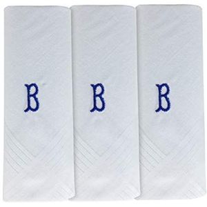 3 x Spencer Bryson Pure 100% Katoen Monogram Initial Zakdoeken Zakdoeken Zakdoeken Kleur: B Maat: 16 inch/40cm Vierkant, Wit - letter B, Eén maat